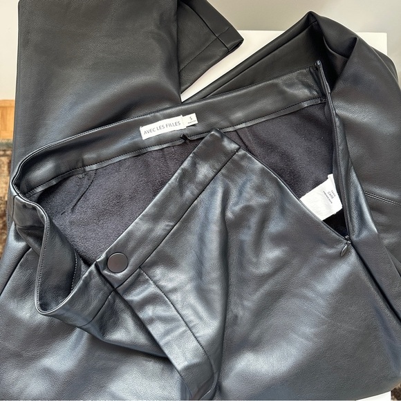 Avec Les Filles Black Vegan Leather Straight Leg Pants - Picture 7 of 8